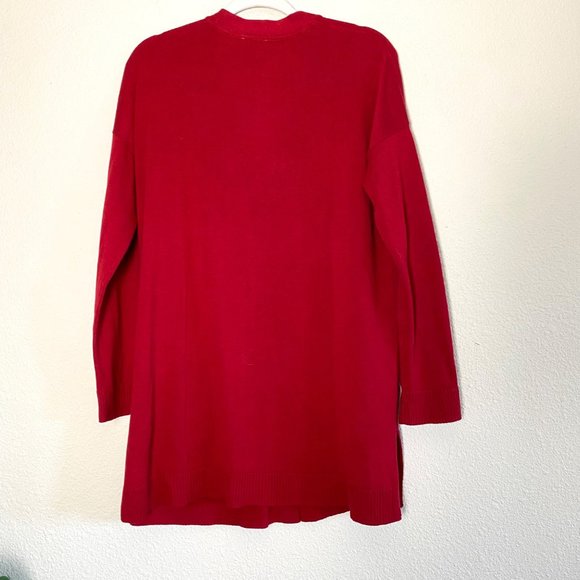 NWT J.Jill Button Front Long Sleeve Cardigan Sweater Scarlet Red - Picture 5 of 6